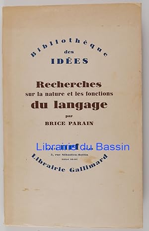 Seller image for Recherches sur la nature et les fonctions du langage for sale by Librairie du Bassin