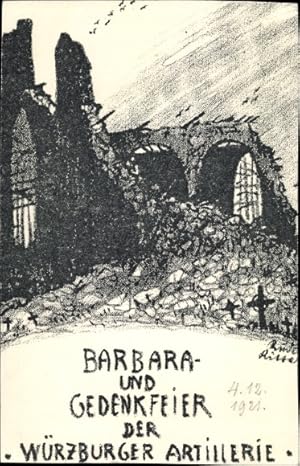 Künstler Ansichtskarte / Postkarte Barbarafeier und Gedenkfeier der Würzburger Artillerie 1921
