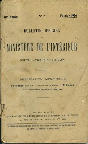 Bulletin officiel du Mininistère de l'Intérieur. Numéro spécial contenant l'état du personnel du ...