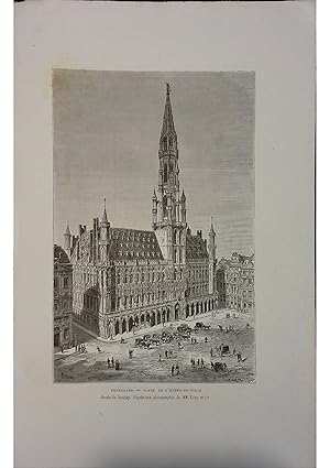 Bruxelles. Place de l'Hôtel-de-Ville. Gravure extraite de la Géographie universelle d'Elisée Recl...