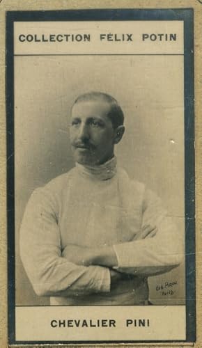 Seller image for Photographie de la collection Flix Potin (4 x 7,5 cm) reprsentant : Chevalier Giuseppe Pini, escrimeur. Dbut XXe. Vers 1900. for sale by Librairie Et Ctera (et caetera) - Sophie Rosire