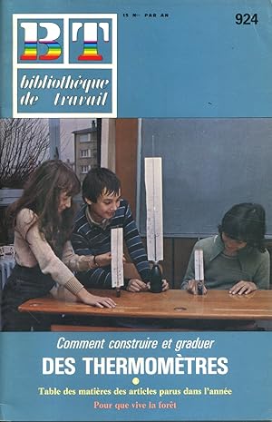 Bibliothèque de travail N° 924. Comment construire et graduer des thermomètres. 20 juin 1982.