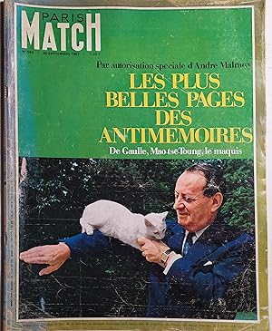 Paris Match N° 964 : Les plus belles pages des antimémoires. - Alain Delon 30 septembre 1967.