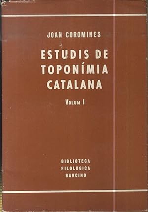 Imagen del vendedor de ESTUDIS DE TOPONMIA CATALANA - VOLUM I a la venta por Librera Maxtor