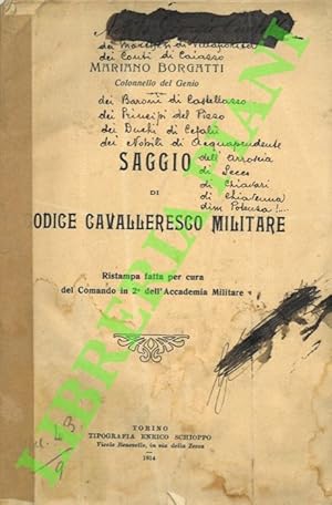 Immagine del venditore per Saggio di codice cavalleresco militare. venduto da Libreria Piani