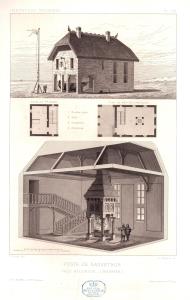 Immagine del venditore per Poste de Sauvetage. Pre Helsingor (Danemark). Original Stahlstich von 1877;Batiment, Plan du rez-de-chaussee, Plan du 1er etage, espace interieur venduto da Antiquariat Kastanienhof