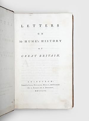Bild des Verkufers fr Letters on Mr Hume's History of Great Britain. zum Verkauf von Peter Harrington.  ABA/ ILAB.