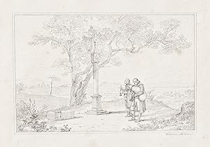 (Landschaft mit zwei Musikern an einem Denkmal / Landscape with two musicians by a monument) - Du...