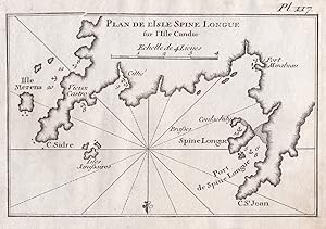 Imagen del vendedor de Plan de l'Isle Spine Longue sur l'Isle Candie" - Kreta Crete Candia ile island Insel Greece Griechenland a la venta por Antiquariat Steffen Vlkel GmbH