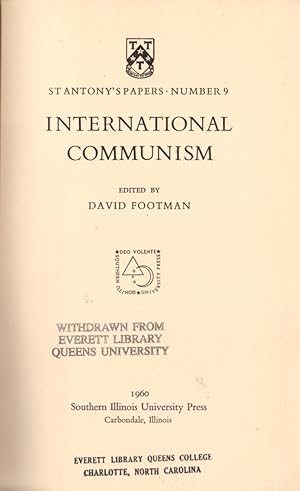 Seller image for International Communism: St. Antony's Papers Number 9 for sale by Clausen Books, RMABA