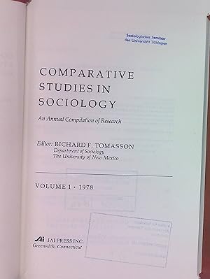 Bild des Verkufers fr Comparative Studies in Sociology: An Annual Compilation of Research. vol. 1 zum Verkauf von books4less (Versandantiquariat Petra Gros GmbH & Co. KG)