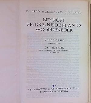 Bild des Verkufers fr Beknopt Grieks-Nederlands Woordenboek. zum Verkauf von books4less (Versandantiquariat Petra Gros GmbH & Co. KG)