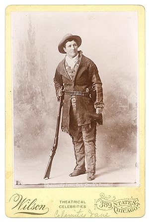 Original Circa 1895 Cabinet Card Photograph of Calamity Jane, Titled in the Negative "Calamnity [...