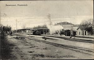 Ansichtskarte / Postkarte Bazancourt Marne, Bahnhof, Gleisseite, Dampflokomotive