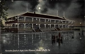 Imagen del vendedor de Ansichtskarte / Postkarte Iowa USA, Manhattan Beach bei Nacht, Lake Manawa, Council Bluffs a la venta por akpool GmbH