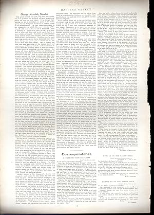 Image du vendeur pour PRINT: "George Meredith, Novelist". essay from Harper's Weekly, June 19, 1909 mis en vente par Dorley House Books, Inc.