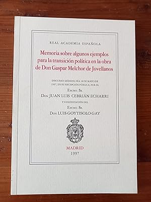 Imagen del vendedor de MEMORIA SOBRE ALGUNOS EJEMPLOS PARA LA TRANSICIN POLTICA EN LA OBRA DE DON GASPAR MELCHOR JOVELLANOS. Discurso a la venta por Itziar Arranz Libros & Dribaslibros