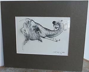 ORIGINAL SIGNED PEN AND INK DRAWING FOR KIPLING'S STORY 'MOTI GUJ - MUTINEER'. ( Artwork ).