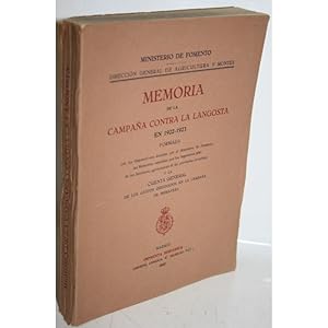 Seller image for MEMORIA DE LA CAMPAA CONTRA LA LANGOSTA EN 1922-1923 for sale by Librera Salamb