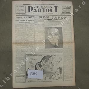 Image du vendeur pour Je suis partout N 548 : Pour l'unit mais contre la duperie (Robert Brasillach) - Mon Japon (Andr Bellessort) - Nouvelle indite de Jos Lupin - A la recherche de la communaut et du chef (Henri Poulain) - Dcadence des Francs-Maons (Robert Andriveau) - Jeunes musiciens de France et d'Allemagne (Lucien Rebatet) - . mis en vente par Librairie-Bouquinerie Le Pre Pnard