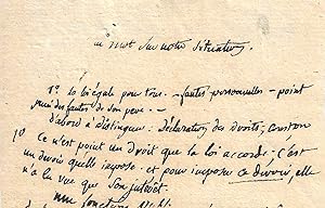 Seller image for [Jean-Baptiste Louvet de Couvray, French novelist, playwright and journalist and Girondin during the French Revolution.] Autograph Manuscript of seven political memoranda, titled  un mot sur notre situation.  for sale by Richard M. Ford Ltd