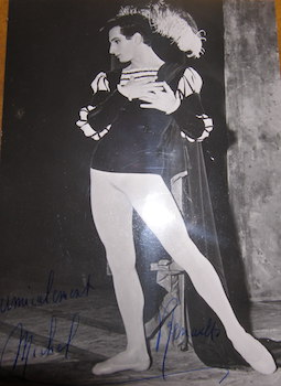 B&W Photo of Michel Renault, Autographed by Renault. From the 1957 production of Giselle.