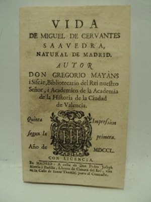 Imagen del vendedor de VIDA DE MIGUEL DE CERVANTES a la venta por LIBRERIA AZACAN