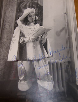 Autographed B&W Photo of Rene Bonneval, costume de D'Artagnan.