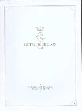 Hotel de Crillon menu