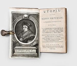 Bild des Verkufers fr Utopia: or the Happy Republic; A Philosophical Romance, In Two Books. Book I. Containing Preliminary Discourses on the happiest State of a Commonwealth. Book II. Containing a Description of the Island of Utopia, The Towns, Magistrates, Mechanick Trades, and Manner of Life of the Utopians, Their Traffick, Travelling, Slaves, Marriages, Military Discipline, Religions. Translated into English by Gilbert Burnet D.D. zum Verkauf von Peter Harrington.  ABA/ ILAB.