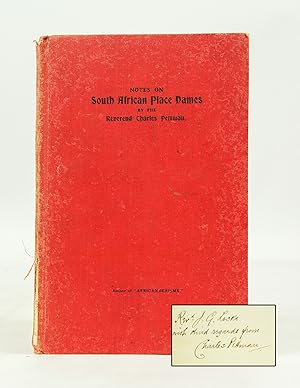 Image du vendeur pour Notes on South African Place Names (Signed by Author, First Edition) mis en vente par Shelley and Son Books (IOBA)