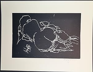Bild des Verkufers fr Original Holzschnitt. Rckenakt. Signiert. 1997. zum Verkauf von ANTIQUARIAT Franke BRUDDENBOOKS