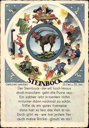 Künstler Ansichtskarte / Postkarte Sternzeichen Steinbock, Capricornus, 22. Dezember bis 20. Januar