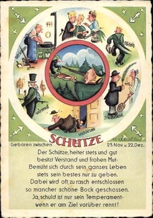 Künstler Ansichtskarte / Postkarte Sternzeichen Schütze, Sagittarius, 23. November bis 21. Dezember