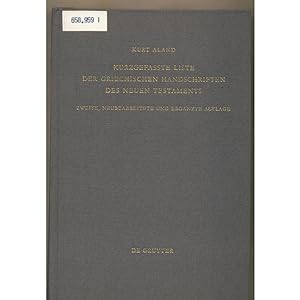 Bild des Verkufers fr Kurzgefasste Liste der griechischen Handschriften des Neuen Testaments zum Verkauf von avelibro OHG