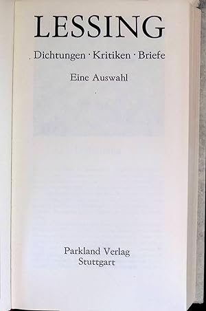Lessing : Dichtungen, Kritiken, Briefe ; e. Ausw.