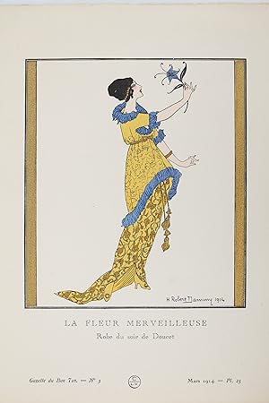 Seller image for La Fleur merveilleuse. Robe du soir de Doucet (pl.25, La Gazette du Bon ton, 1914 n3) for sale by Librairie Le Feu Follet
