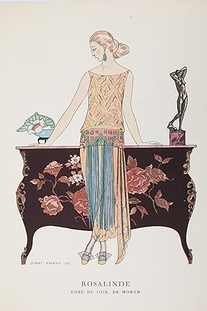 Bild des Verkufers fr Rosalinde. Robe du soir, de Worth (pl.75, La Gazette du Bon ton, 1922 n10) zum Verkauf von Librairie Le Feu Follet