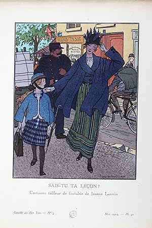 Seller image for Sais-tu ta leon ? Costumes tailleur de fantaisie de Jeanne Lanvin (pl.46, La Gazette du Bon ton, 1914 n5) for sale by Librairie Le Feu Follet