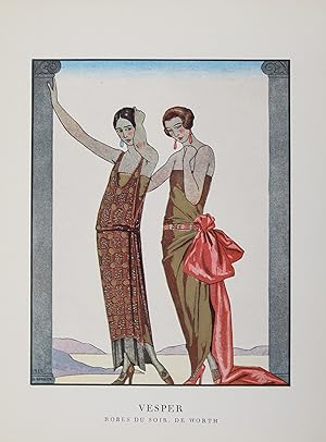 Bild des Verkufers fr Vesper. Robes du soir, de Worth (pl.60, La Gazette du Bon ton, 1922 n8) zum Verkauf von Librairie Le Feu Follet