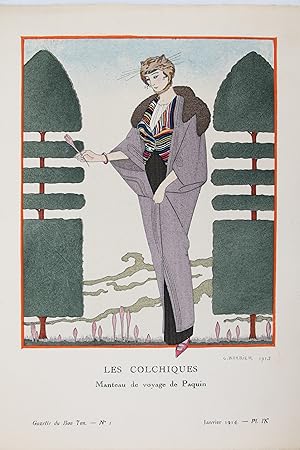 Les Colchiques. Manteau de voyage de Paquin (pl.9, La Gazette du Bon ton, 1914 n°1)