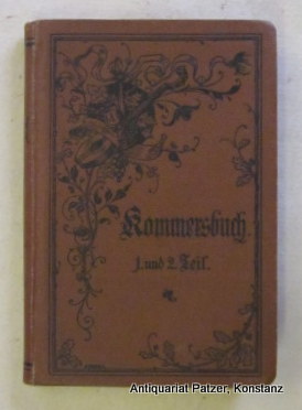 Seller image for Studentenliederbuch. Lieder fahrender Schler. 3. Auflage. 2 Teile in 1 Band. Leipzig, Reclam, (1897). Kl.-8vo. VIII, 112 S.; 111 S., 13 S., 1 Bl. Verlangsanzeigen. Brauner Or.-Lwd. mit Schwarzprgung (Laute u. Rankenwerk). for sale by Jrgen Patzer