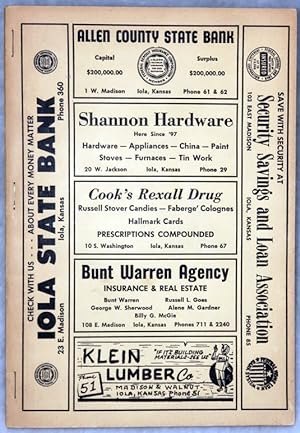 City Directory of Iola, Kansas with Elsmore, Gas, Humbolt, LaHarpe, Moran and Allen County, 1960
