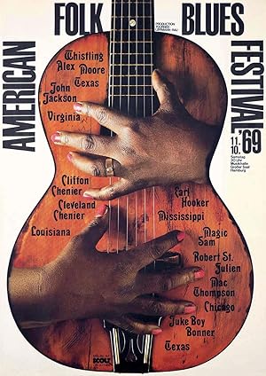 Seller image for American Folk Blues Festival poster 1969 by Gunther Kieser (Blues music) for sale by Lot 180 Gallery New York