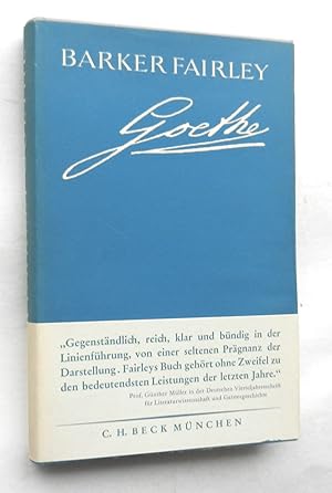 Bild des Verkufers fr Goethe. Aus dem Englischen bertragen von Franz Werneke. zum Verkauf von Buch- und Kunst-Antiquariat Flotow GmbH