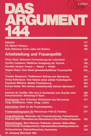 Seller image for Das Argument. Zeitschrift fr Philosophie und Sozialwissenschaften. Nr. 144., Arbeitsteilung und Frauenpolitik for sale by Schrmann und Kiewning GbR
