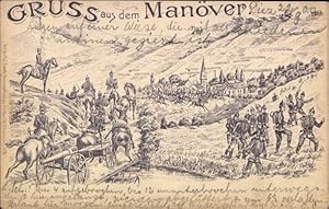 Künstler Ansichtskarte / Postkarte Gruss aus dem Manöver, Geschütz, Soldaten