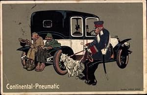 Künstler Ansichtskarte / Postkarte Continental Pneumatic, Reklame, Auto, Landstreicher, Polizist