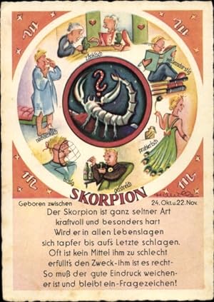 Künstler Ansichtskarte / Postkarte Sternzeichen Skorpion, Scorpio, 24. Oktober bis 22. November