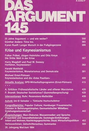 Seller image for Das Argument. Zeitschrift fr Philosophie und Sozialwissenschaften. Nr. 145., Krise und Keynesianismus for sale by Schrmann und Kiewning GbR